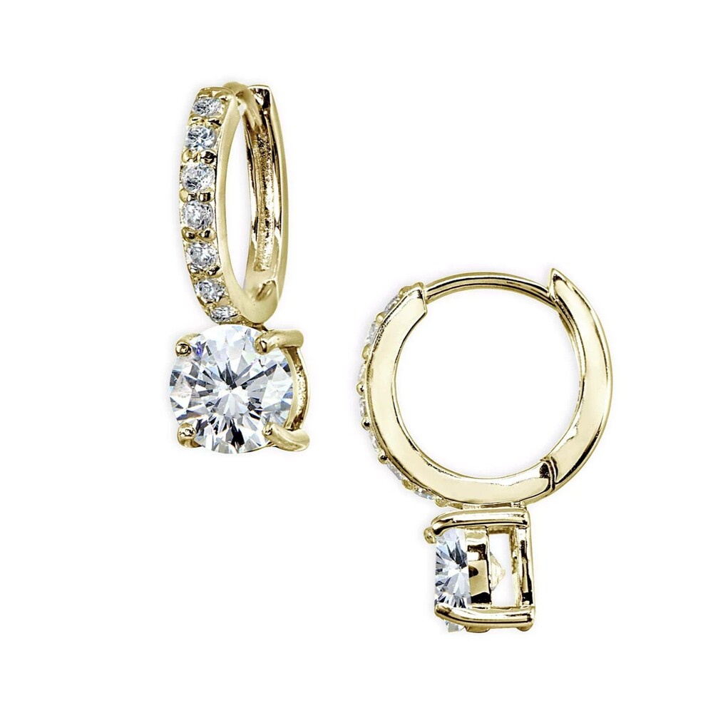 Giani Bernini 18K Gold Plated Sterling Silver CZ Huggie Hoop Drop Earrings 925